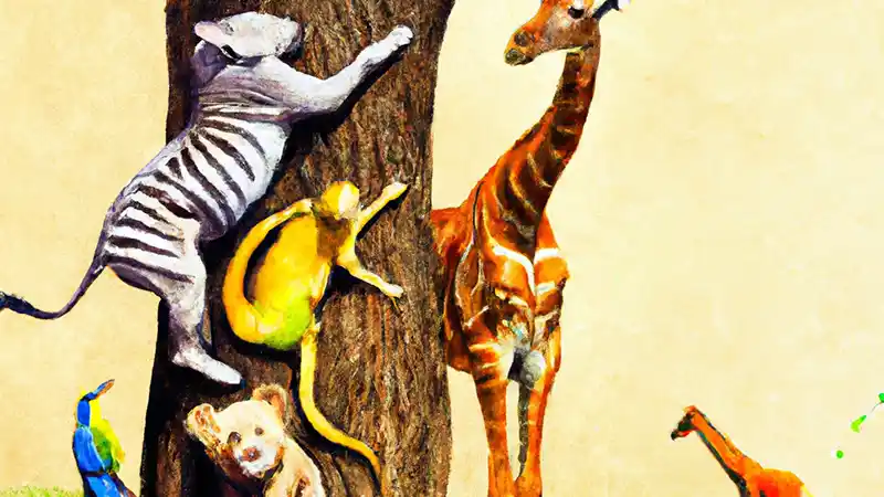 Animals climbing trees