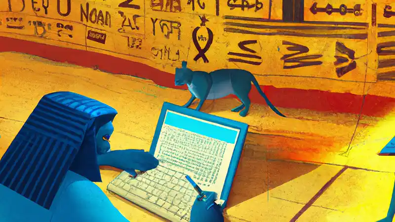Using a computer in ancient Egypt.