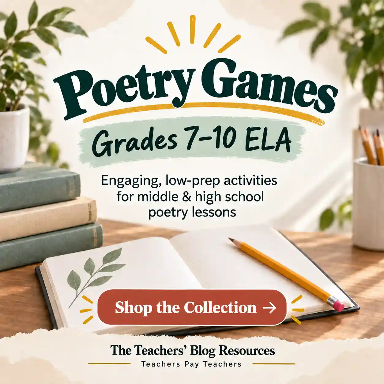 Poetry games and activities from The Teachers' Blog Resources on Teachers Pay Teachers
