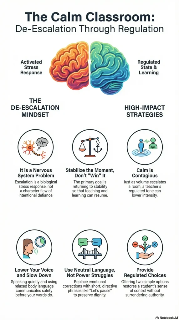 De-escalation strategies infographic
