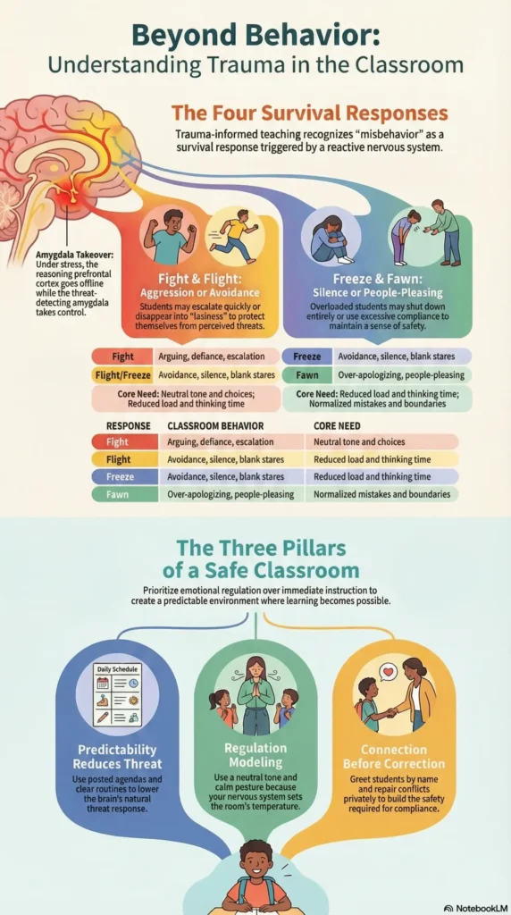 trauma-informed classroom strategies infographic