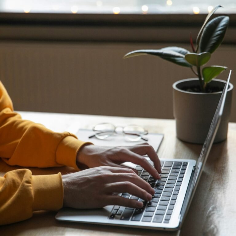 Student using a laptop for a motivation, initiative and persistence webquest
